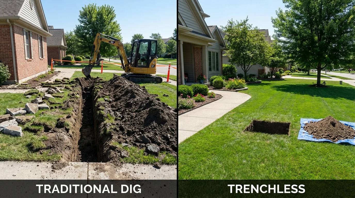 Trenchless sewer repair with minimal yard damage versus traditional excavation in Watsonville, CA
